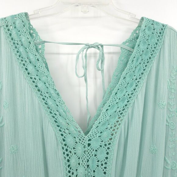 Aveology crochet & lace trim tiered maxi dress Size 30/32 green - Picture 6 of 11